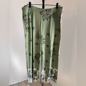 Tropico Green beaded Wide-Leg cropped Pants